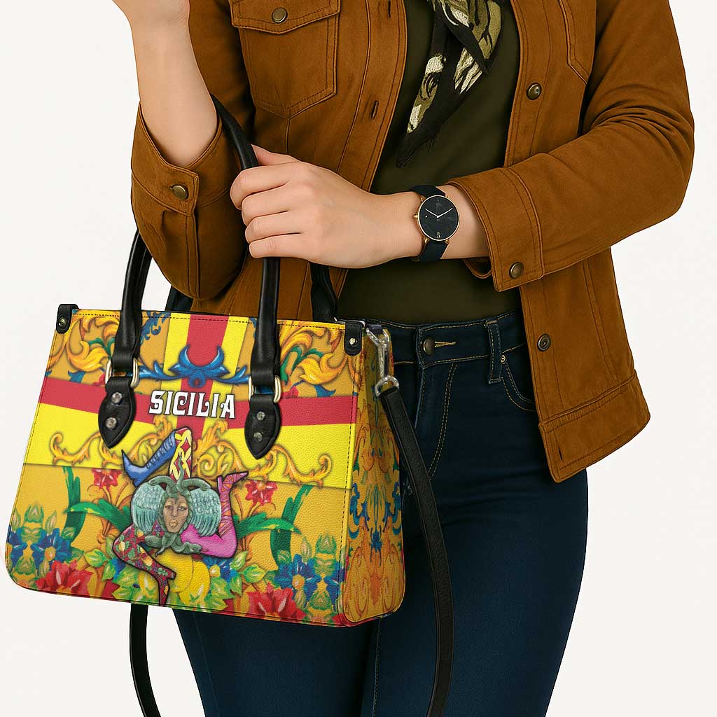 Italy Sicily Leather Bag Gorgoneion Baroque Patterns - Wonder Print Shop