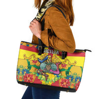 Italy Sicily Leather Tote Bag Gorgoneion Baroque Patterns - Wonder Print Shop