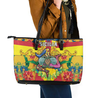 Italy Sicily Leather Tote Bag Gorgoneion Baroque Patterns - Wonder Print Shop