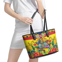 Italy Sicily Leather Tote Bag Gorgoneion Baroque Patterns - Wonder Print Shop