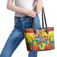 Italy Sicily Leather Tote Bag Gorgoneion Baroque Patterns - Wonder Print Shop