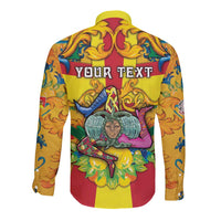 Personalized Italy Sicily Long Sleeve Button Shirt Gorgoneion Baroque Patterns - Wonder Print Shop