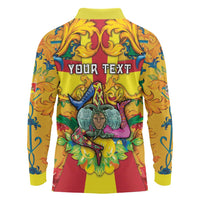 Personalized Italy Sicily Long Sleeve Polo Shirt Gorgoneion Baroque Patterns - Wonder Print Shop