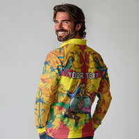 Personalized Italy Sicily Long Sleeve Polo Shirt Gorgoneion Baroque Patterns - Wonder Print Shop