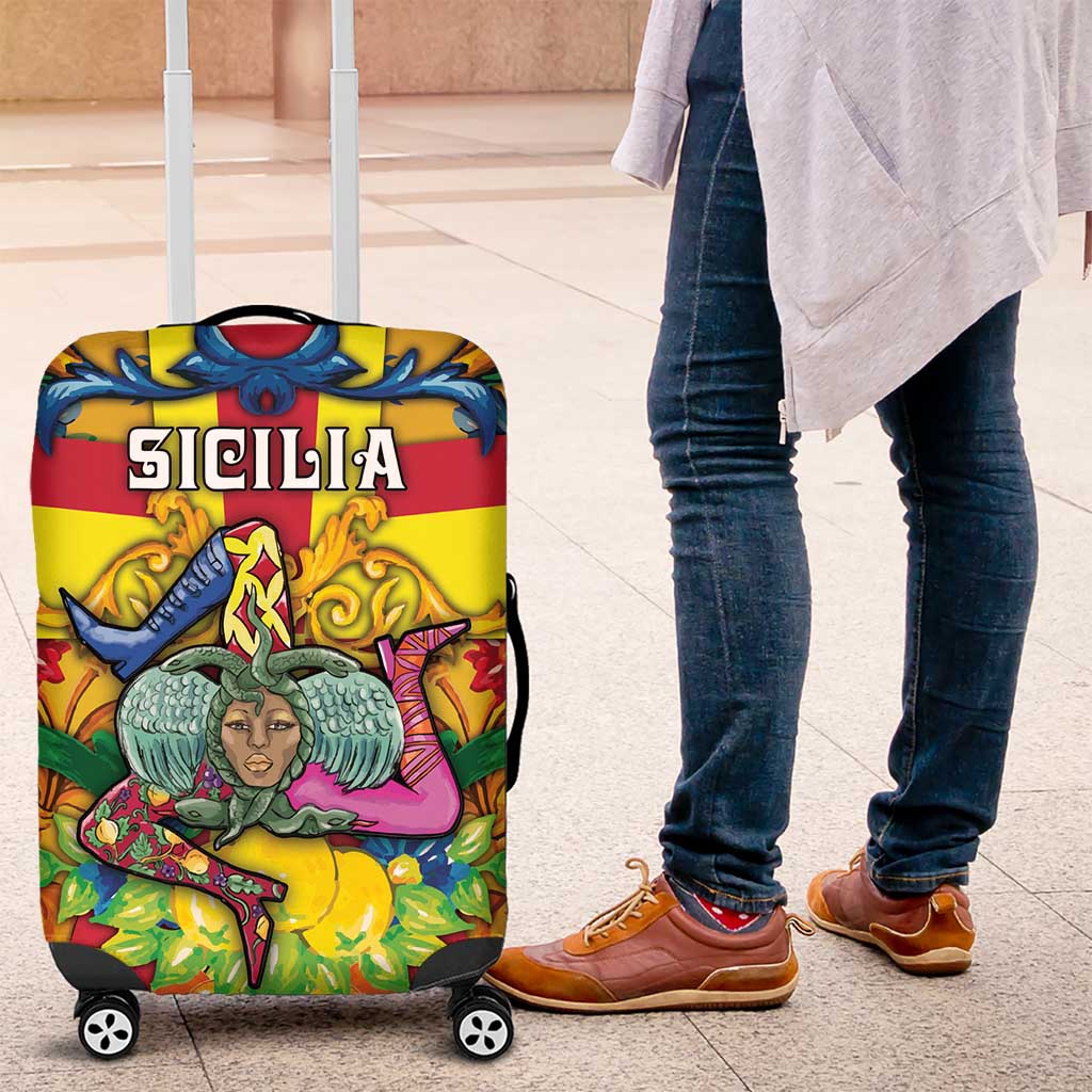 Italy Sicily Luggage Cover Gorgoneion Baroque Patterns - Wonder Print Shop