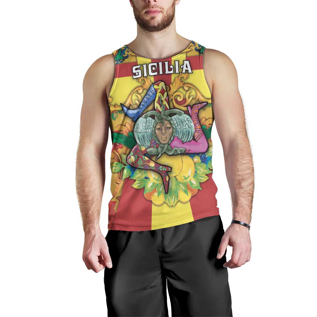 Personalized Italy Sicily Men Tank Top Gorgoneion Baroque Patterns - Wonder Print Shop