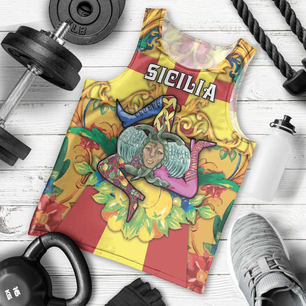 Personalized Italy Sicily Men Tank Top Gorgoneion Baroque Patterns - Wonder Print Shop