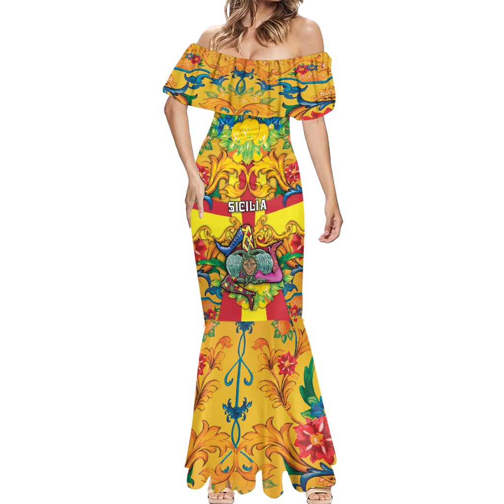 Personalized Italy Sicily Mermaid Dress Gorgoneion Baroque Patterns - Wonder Print Shop