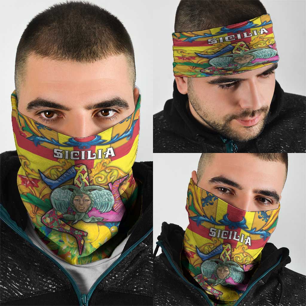 Italy Sicily Neck Gaiter Gorgoneion Baroque Patterns - Wonder Print Shop