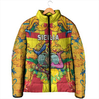 Personalized Italy Sicily Padded Jacket Gorgoneion Baroque Patterns - Wonder Print Shop