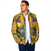 Personalized Italy Sicily Padded Jacket Gorgoneion Baroque Patterns - Wonder Print Shop