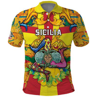 Personalized Italy Sicily Polo Shirt Gorgoneion Baroque Patterns - Wonder Print Shop
