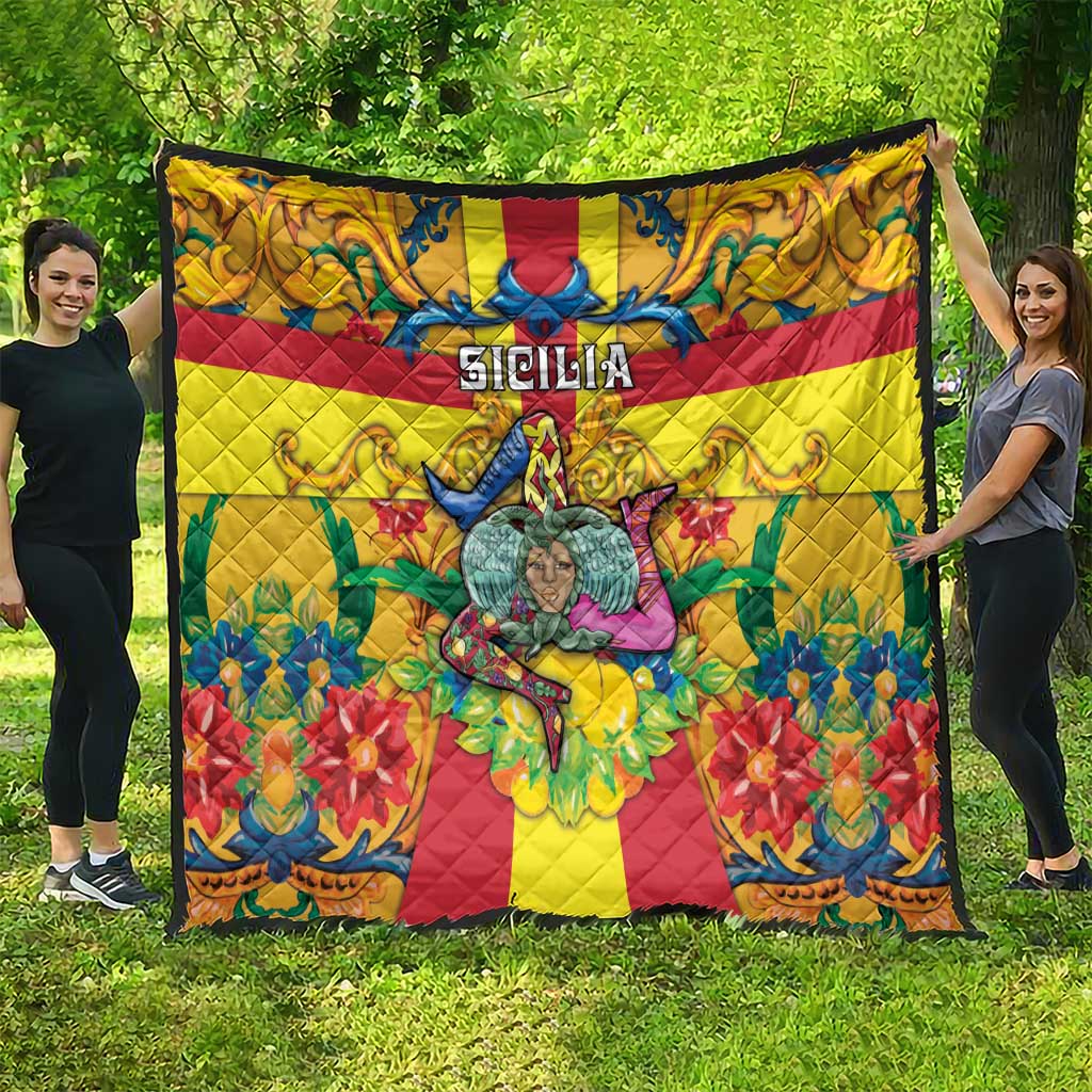 Italy Sicily Quilt Gorgoneion Baroque Patterns - Wonder Print Shop