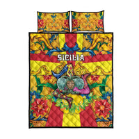 Italy Sicily Quilt Bed Set Gorgoneion Baroque Patterns - Wonder Print Shop