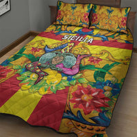 Italy Sicily Quilt Bed Set Gorgoneion Baroque Patterns - Wonder Print Shop
