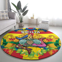 Italy Sicily Round Carpet Gorgoneion Baroque Patterns - Wonder Print Shop