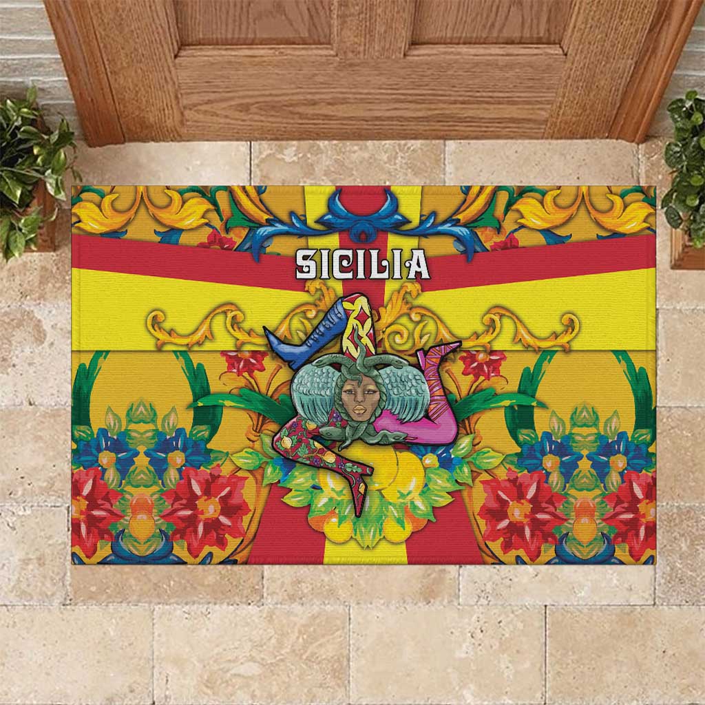 Italy Sicily Rubber Doormat Gorgoneion Baroque Patterns - Wonder Print Shop