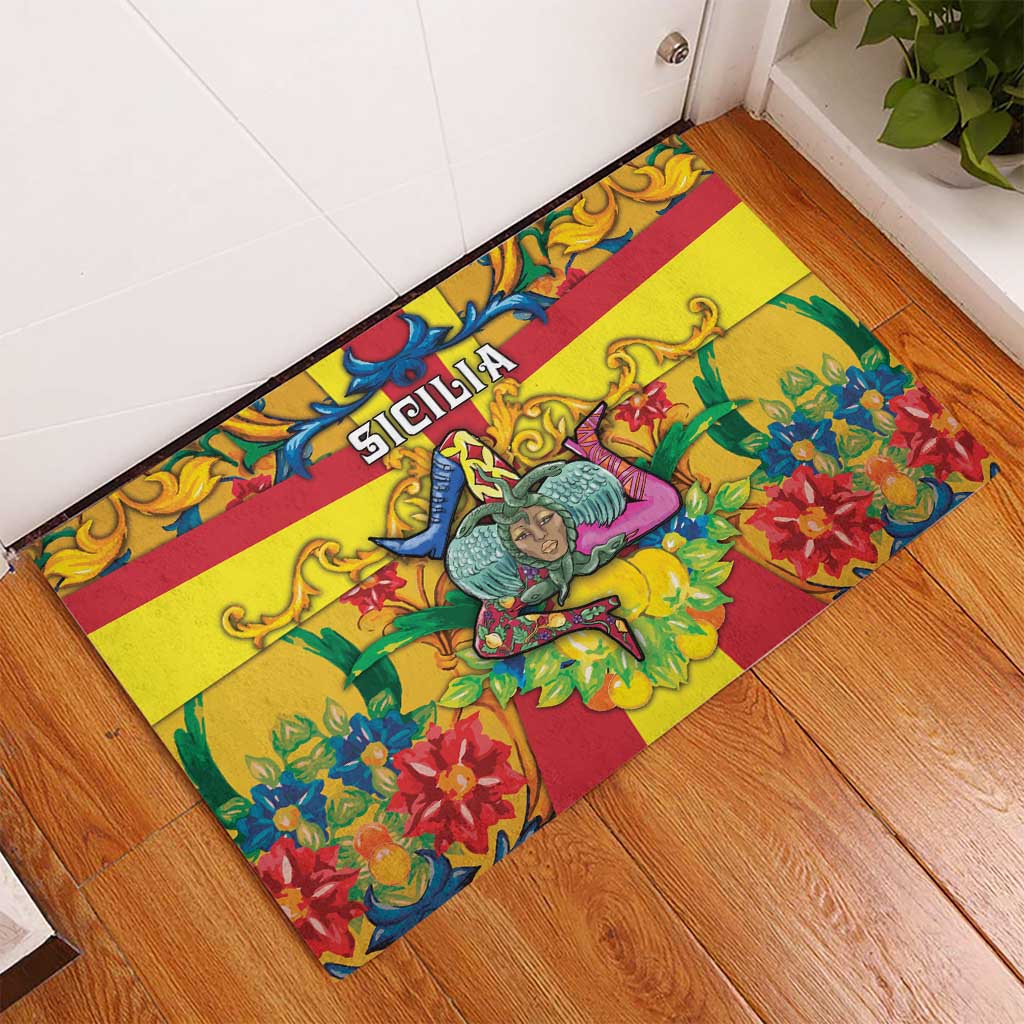 Italy Sicily Rubber Doormat Gorgoneion Baroque Patterns - Wonder Print Shop