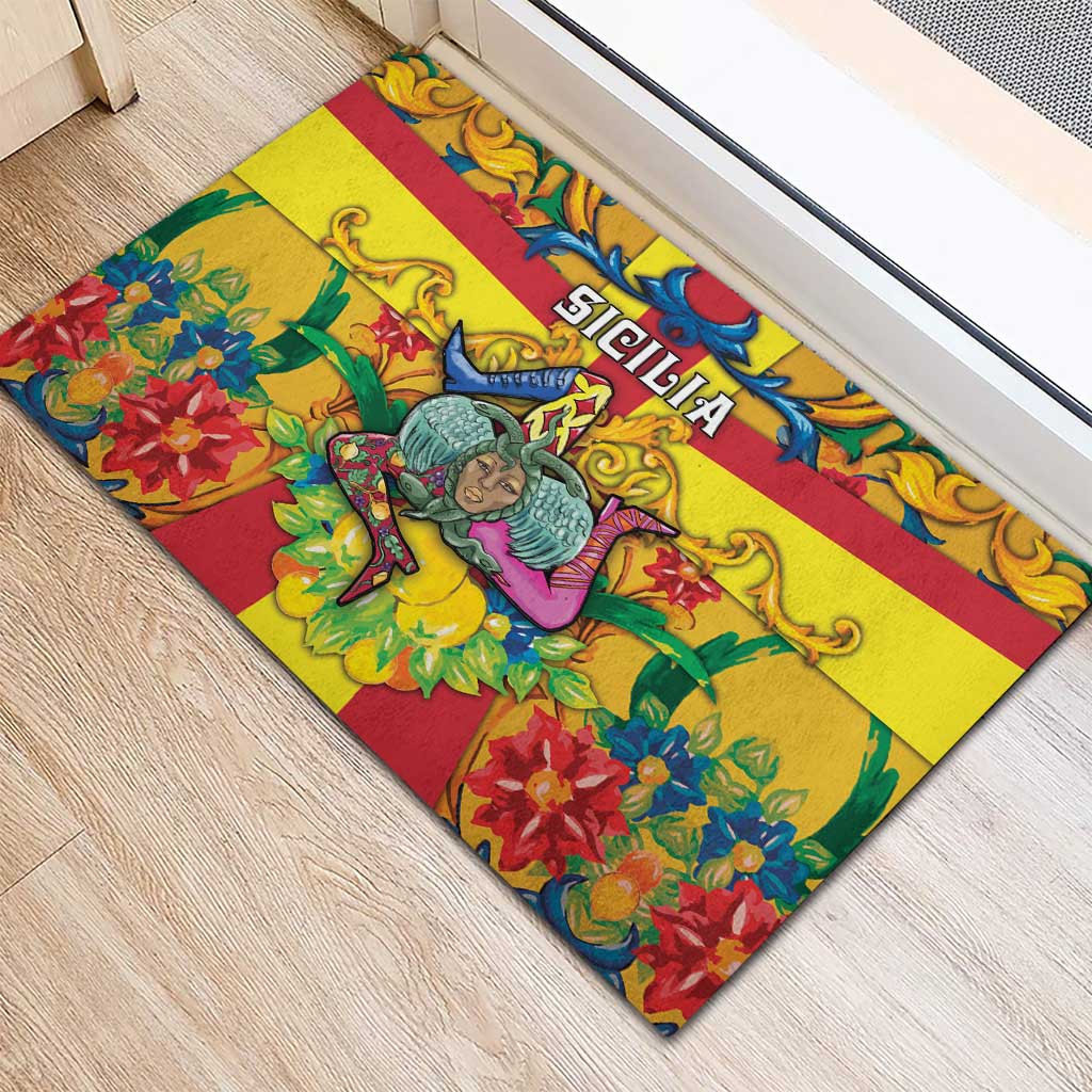 Italy Sicily Rubber Doormat Gorgoneion Baroque Patterns - Wonder Print Shop