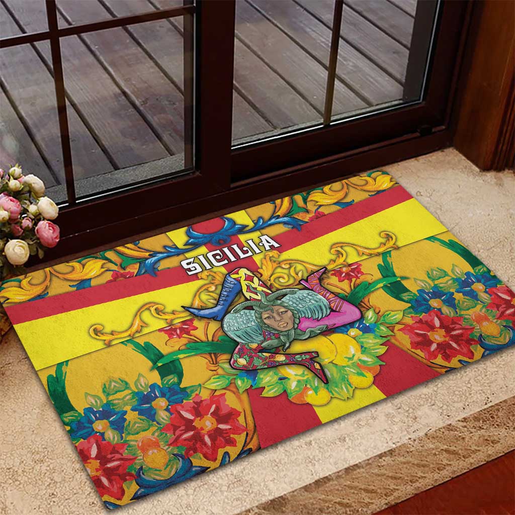 Italy Sicily Rubber Doormat Gorgoneion Baroque Patterns - Wonder Print Shop