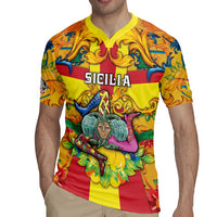 Personalized Italy Sicily Rugby Jersey Gorgoneion Baroque Patterns - Wonder Print Shop