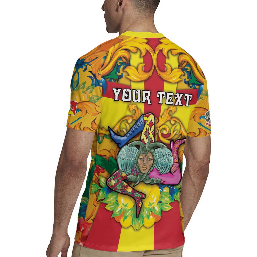 Personalized Italy Sicily Rugby Jersey Gorgoneion Baroque Patterns - Wonder Print Shop