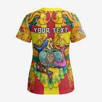 Personalized Italy Sicily Scrub Top Gorgoneion Baroque Patterns - Wonder Print Shop