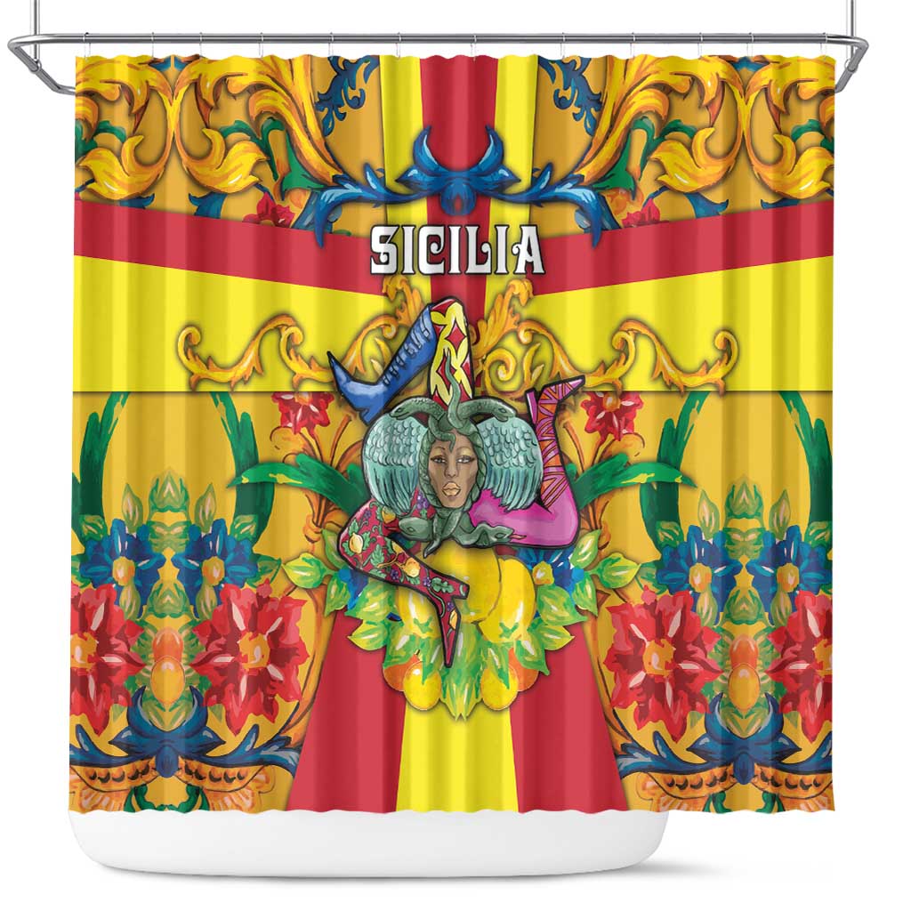 Italy Sicily Shower Curtain Gorgoneion Baroque Patterns - Wonder Print Shop