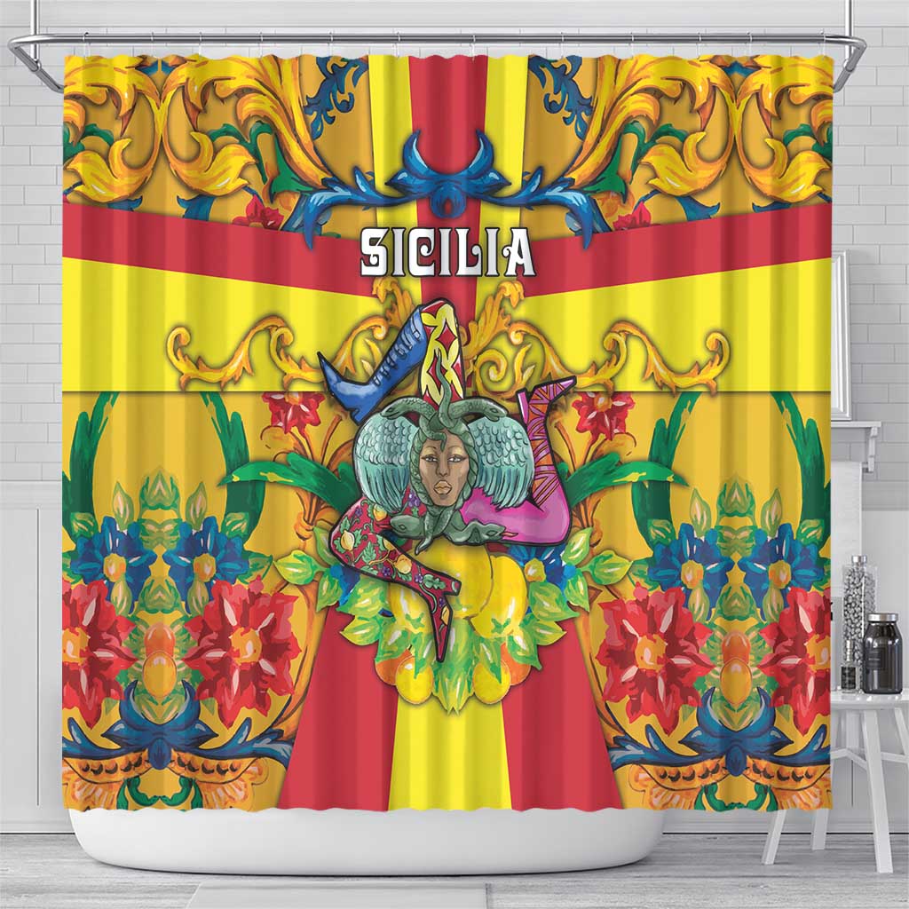 Italy Sicily Shower Curtain Gorgoneion Baroque Patterns - Wonder Print Shop