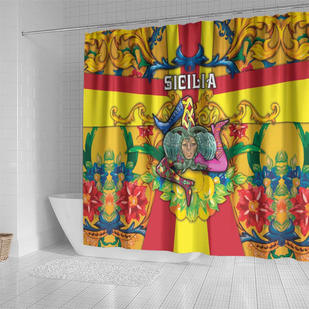 Italy Sicily Shower Curtain Gorgoneion Baroque Patterns - Wonder Print Shop