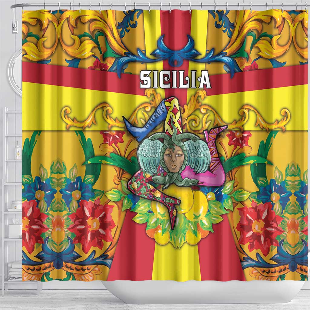 Italy Sicily Shower Curtain Gorgoneion Baroque Patterns - Wonder Print Shop