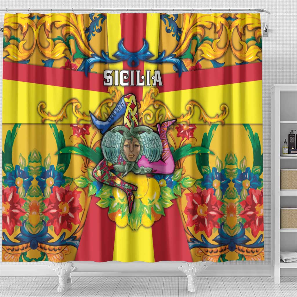 Italy Sicily Shower Curtain Gorgoneion Baroque Patterns - Wonder Print Shop
