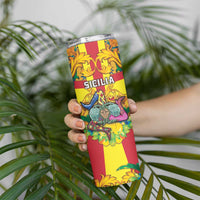 Personalized Italy Sicily Skinny Tumbler Gorgoneion Baroque Patterns - Wonder Print Shop
