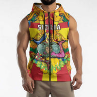 Personalized Italy Sicily Sleeveless Zip Hoodie Gorgoneion Baroque Patterns - Wonder Print Shop