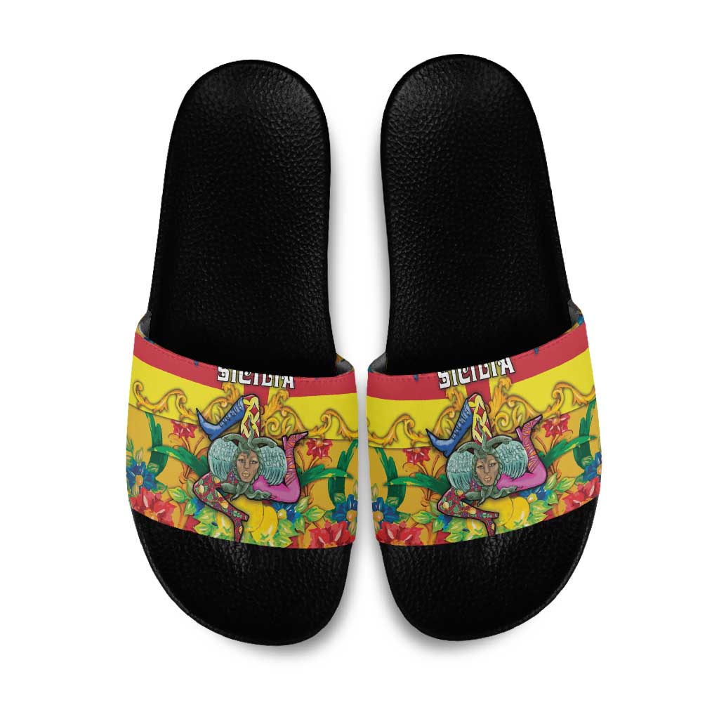 Italy Sicily Slide Sandals Gorgoneion Baroque Patterns - Wonder Print Shop