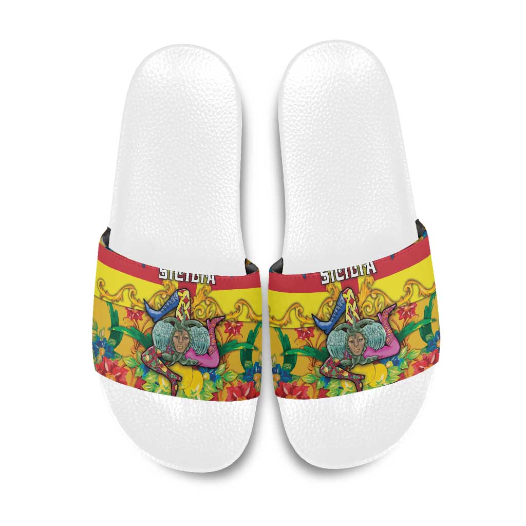 Italy Sicily Slide Sandals Gorgoneion Baroque Patterns - Wonder Print Shop