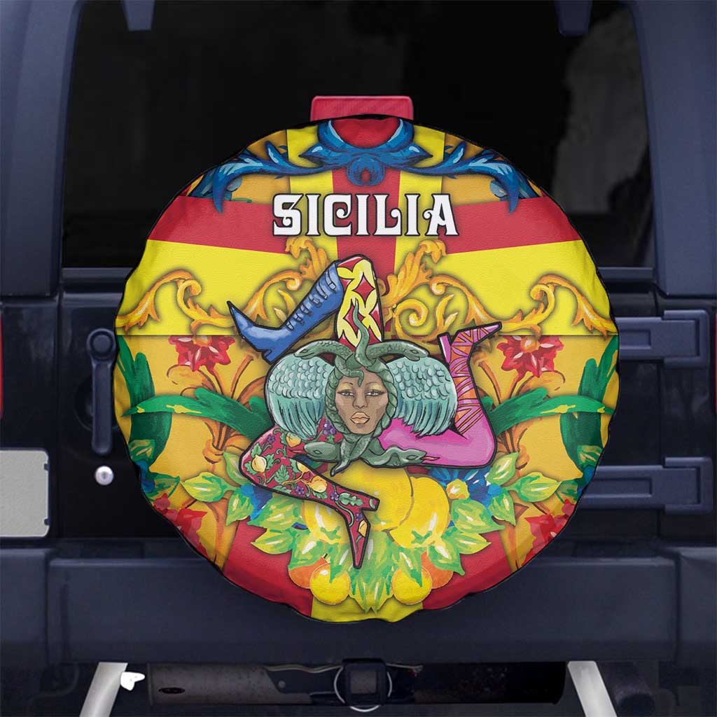 Italy Sicily Spare Tire Cover Gorgoneion Baroque Patterns - Wonder Print Shop