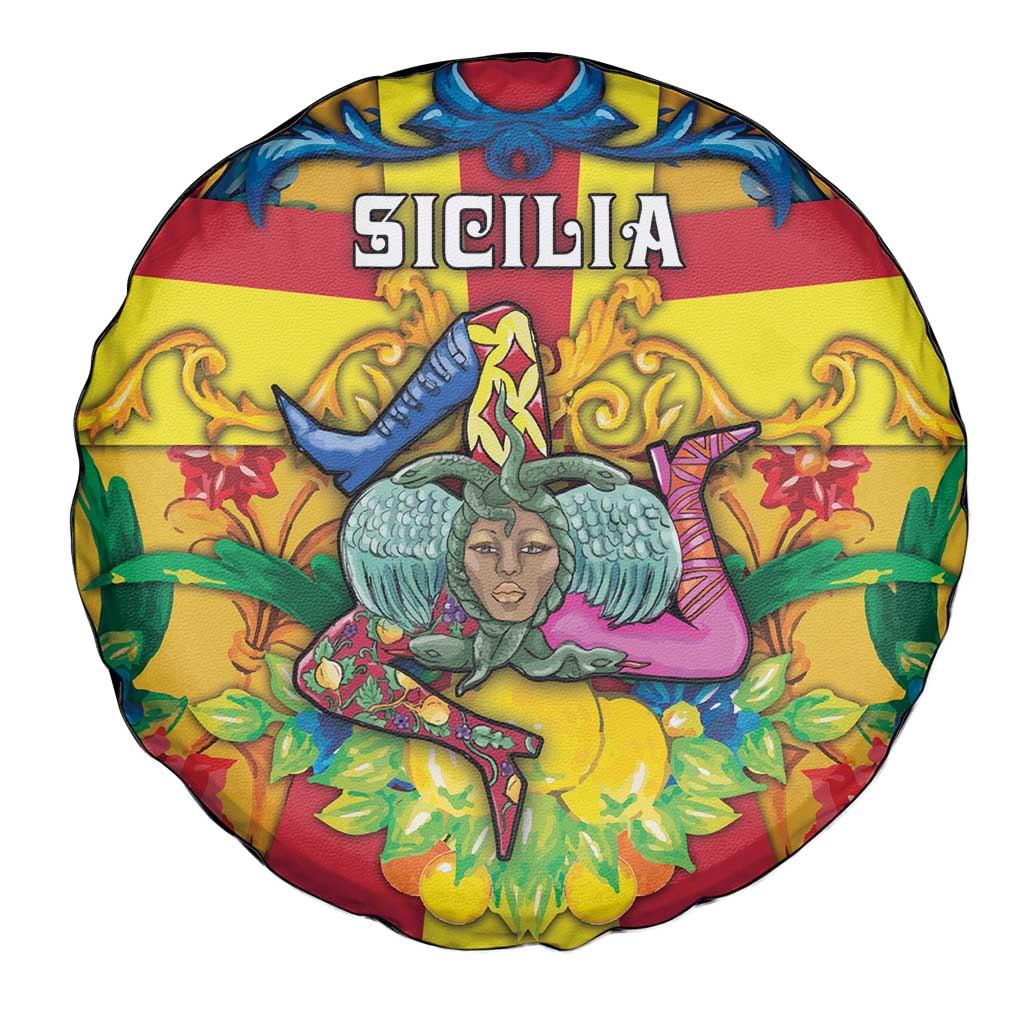 Italy Sicily Spare Tire Cover Gorgoneion Baroque Patterns - Wonder Print Shop