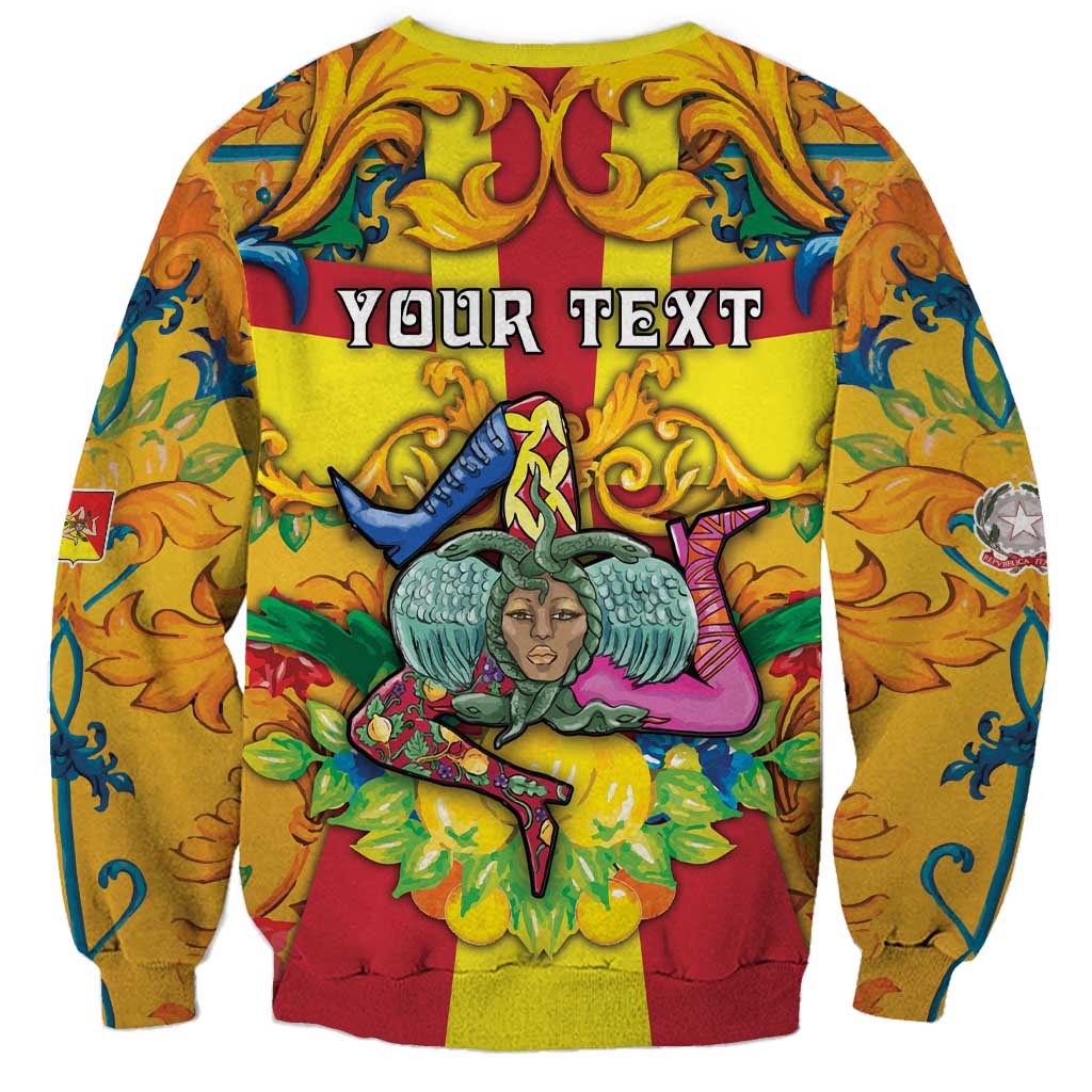 Personalized Italy Sicily Sweatshirt Gorgoneion Baroque Patterns - Wonder Print Shop