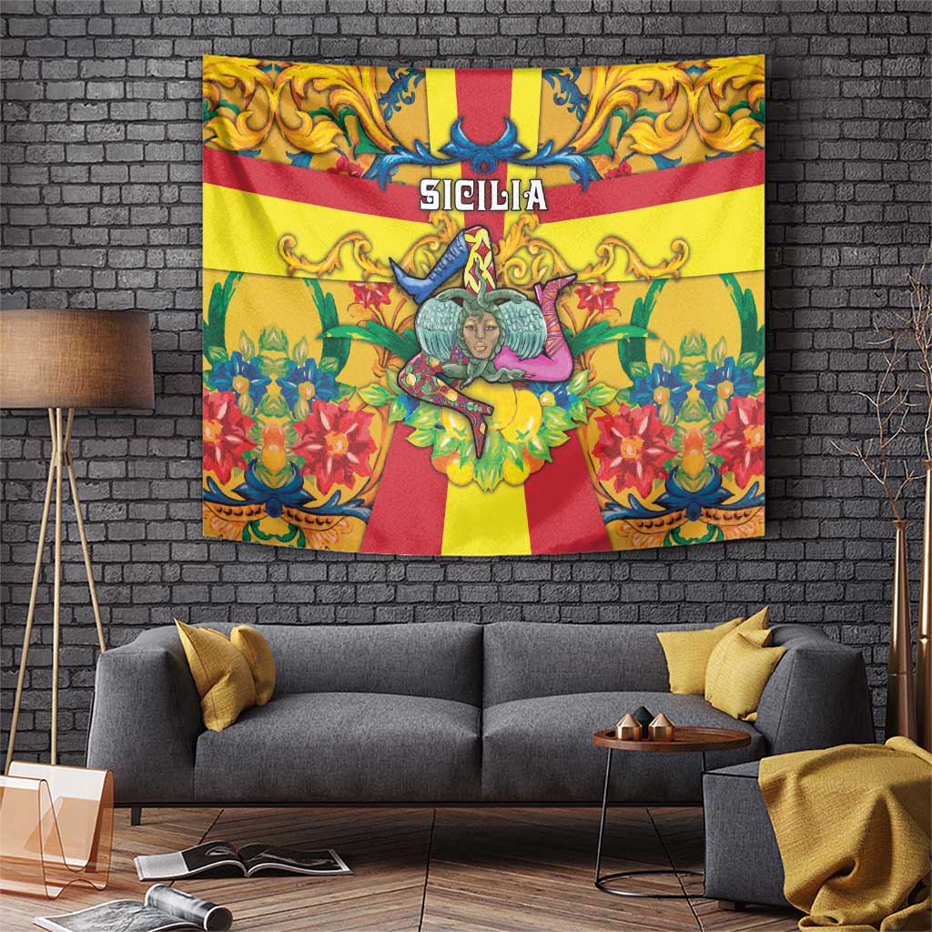 Italy Sicily Tapestry Gorgoneion Baroque Patterns - Wonder Print Shop