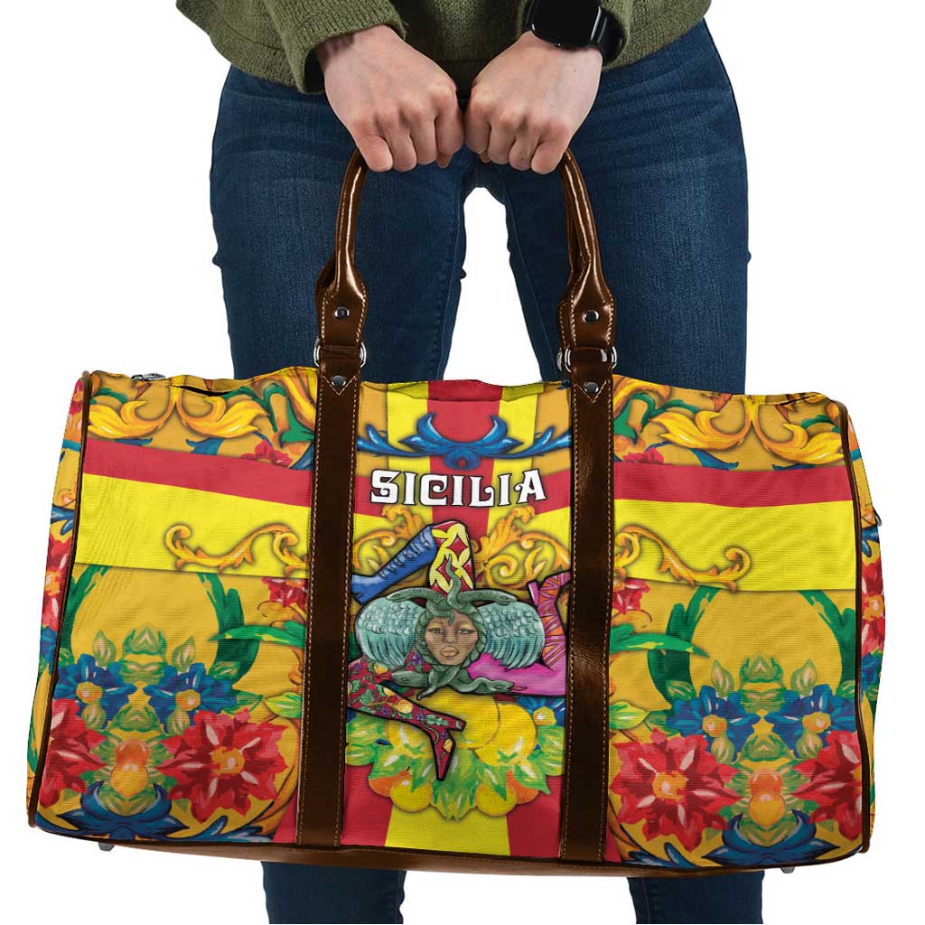 Italy Sicily Travel Bag Gorgoneion Baroque Patterns - Wonder Print Shop