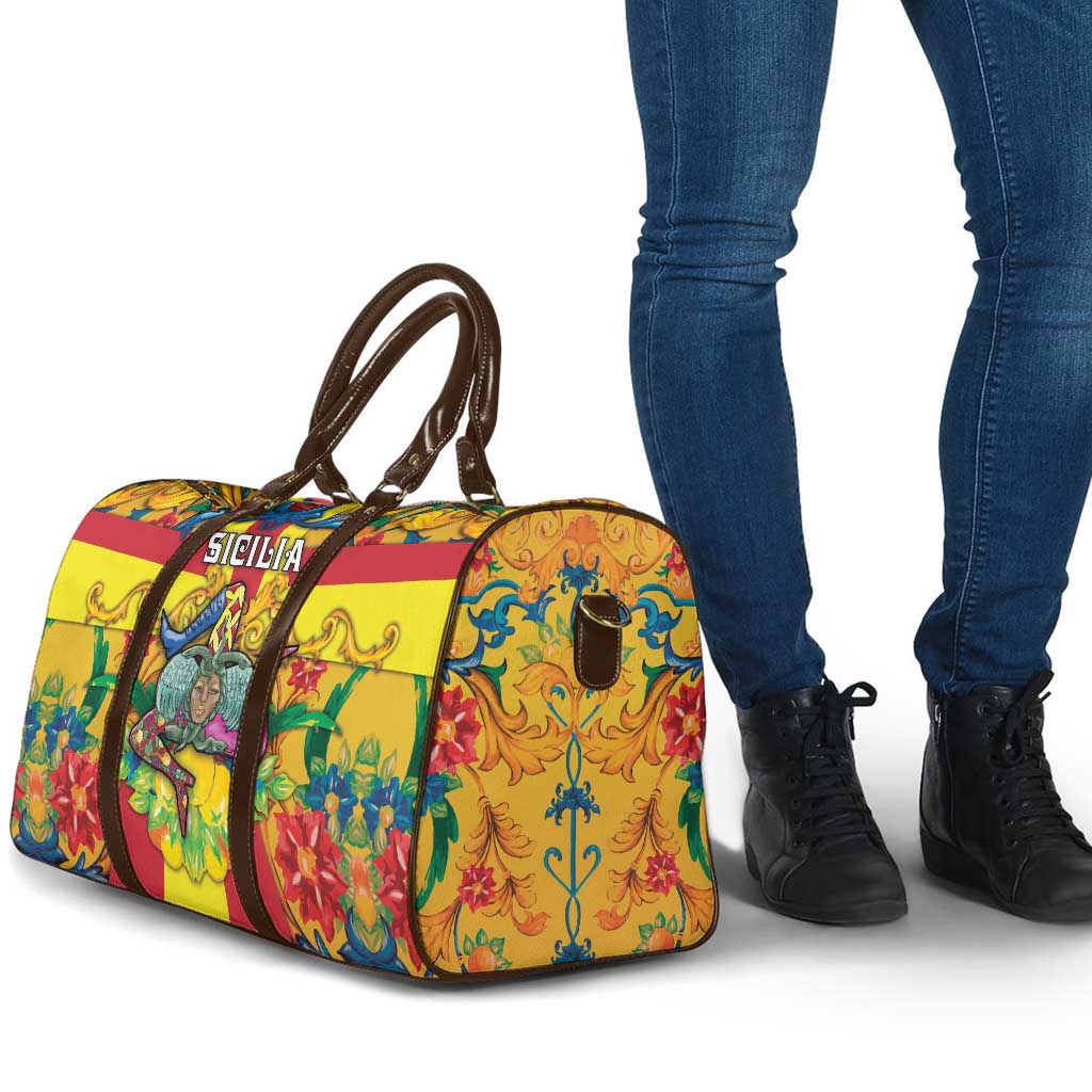 Italy Sicily Travel Bag Gorgoneion Baroque Patterns - Wonder Print Shop