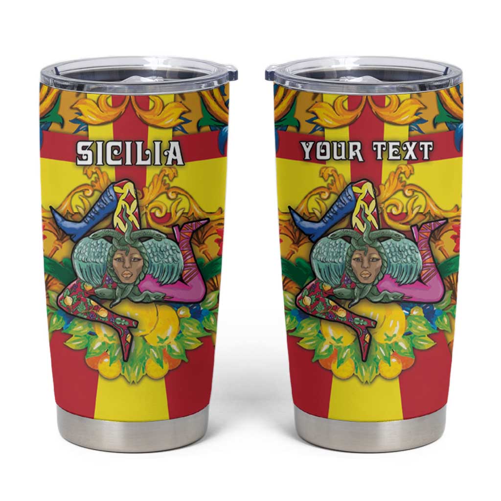 Personalized Italy Sicily Tumbler Cup Gorgoneion Baroque Patterns - Wonder Print Shop