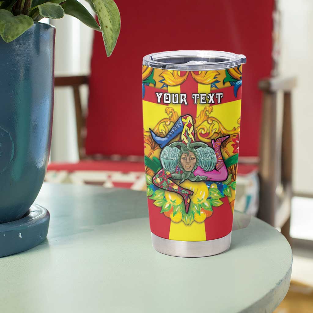 Personalized Italy Sicily Tumbler Cup Gorgoneion Baroque Patterns - Wonder Print Shop