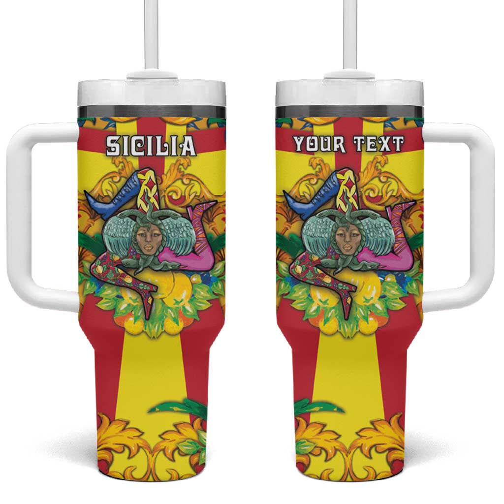 Personalized Italy Sicily Tumbler With Handle Gorgoneion Baroque Patterns - Wonder Print Shop