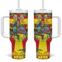 Personalized Italy Sicily Tumbler With Handle Gorgoneion Baroque Patterns - Wonder Print Shop