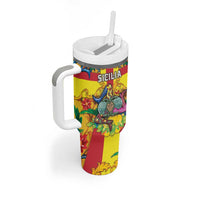 Personalized Italy Sicily Tumbler With Handle Gorgoneion Baroque Patterns - Wonder Print Shop