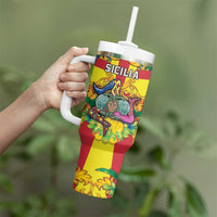 Personalized Italy Sicily Tumbler With Handle Gorgoneion Baroque Patterns - Wonder Print Shop
