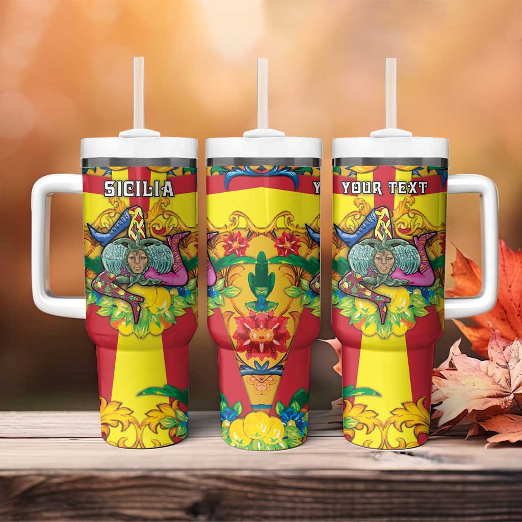 Personalized Italy Sicily Tumbler With Handle Gorgoneion Baroque Patterns - Wonder Print Shop