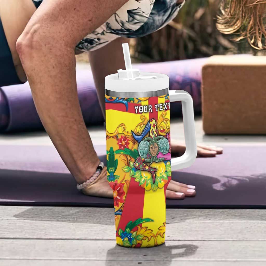 Personalized Italy Sicily Tumbler With Handle Gorgoneion Baroque Patterns - Wonder Print Shop